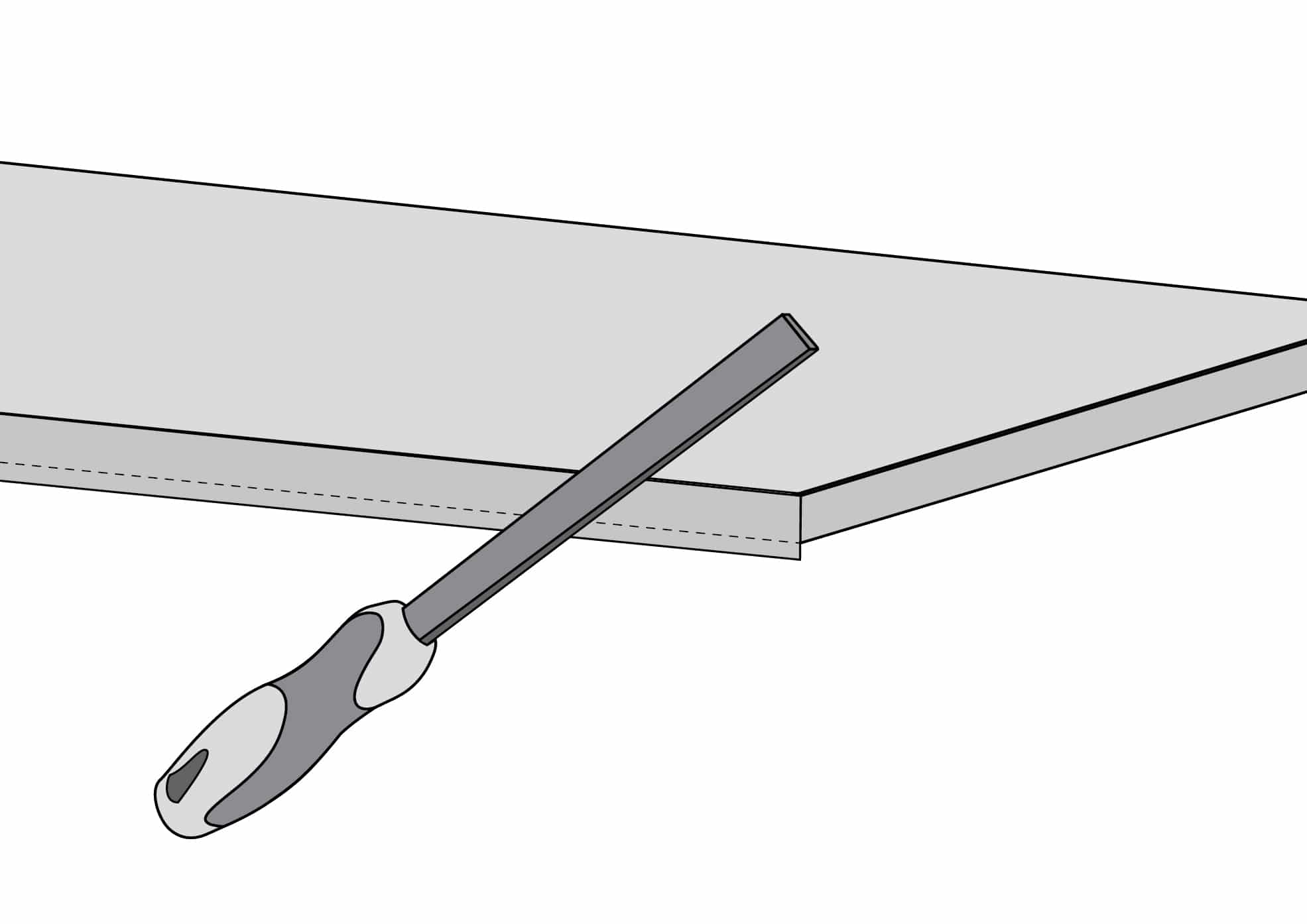 Pussing av ABS-kantlist på laminatbenkeplate